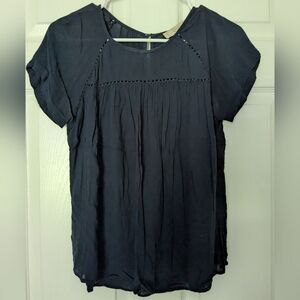 LOFT Navy Blue Short Sleeve Blouse